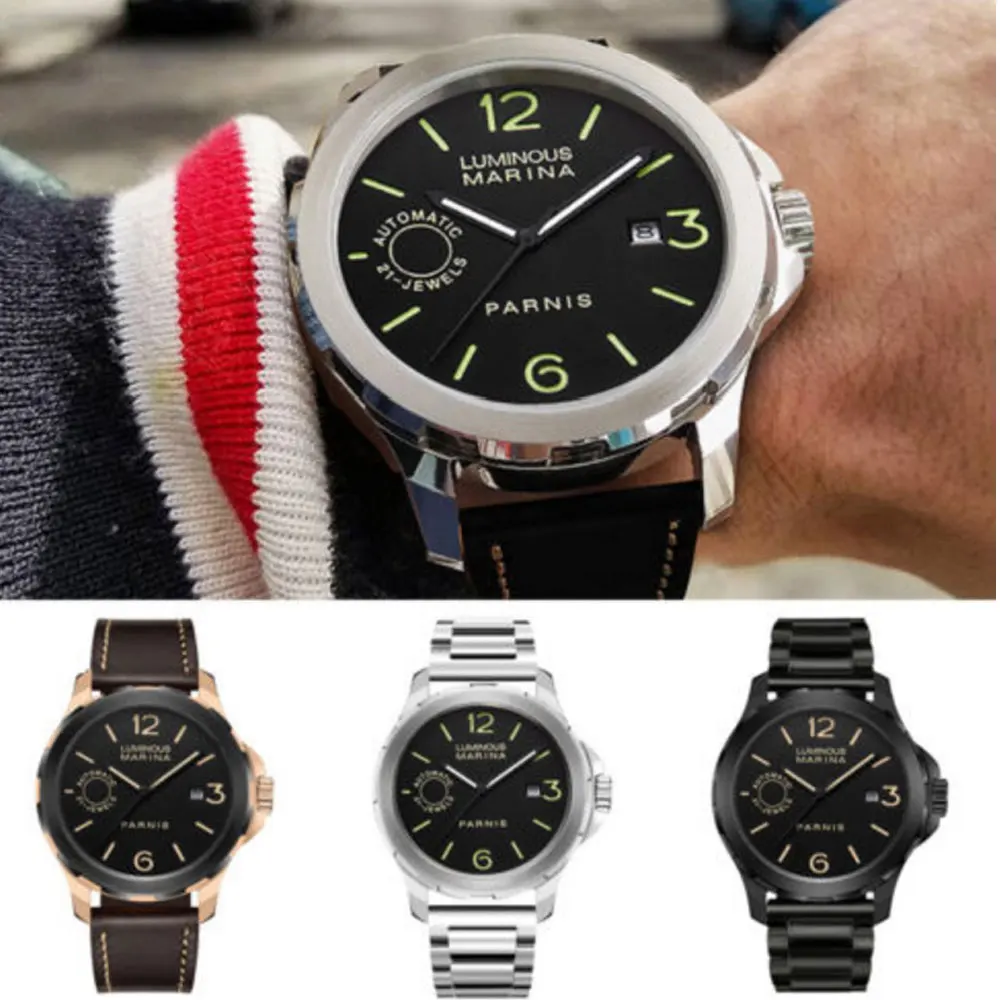 44mm PARNIS Black Dial Stainless steel case Sapphire Glass Super Luminous Luxury MIYOTA Automatic Movement men's Watch
44mm PARNIS Black Dial Stainless steel case Sapphire Glass Super Luminous Luxury MIYOTA Automatic Movement men's Watch