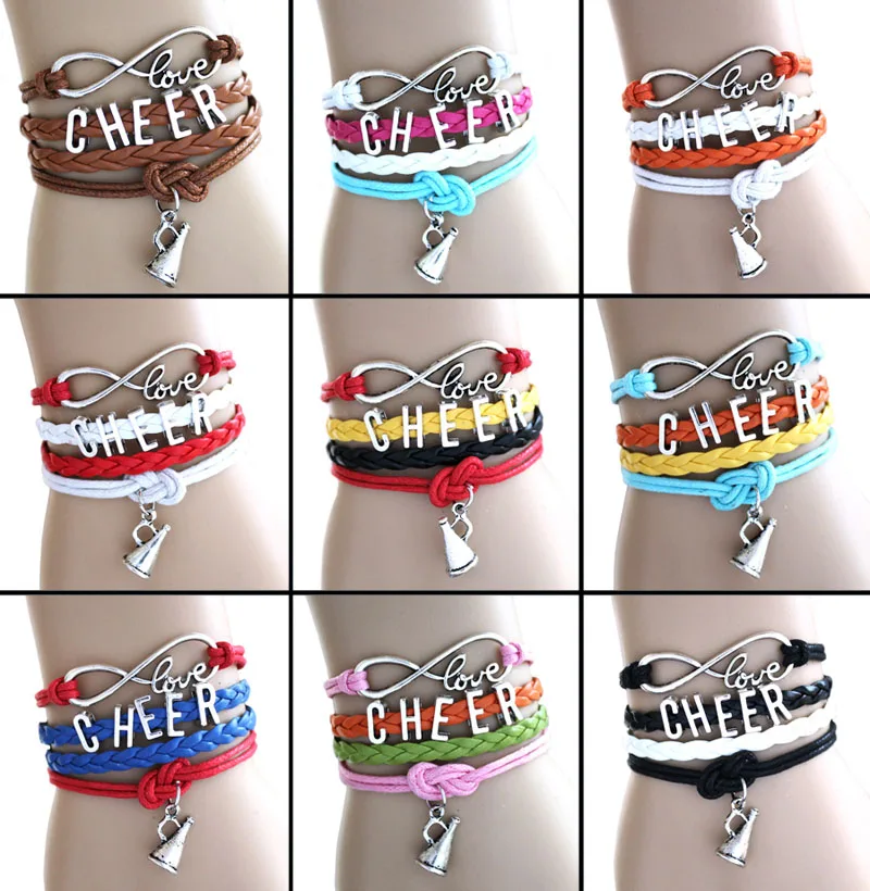 HOT Infinity Bracelet Love Cheer Jumping notes words Megaphone Wrap Bracelet Cheer Team Cheerleader Cheering Bracelet
HOT Infinity Bracelet Love Cheer Jumping notes words Megaphone Wrap Bracelet Cheer Team Cheerleader Cheering Bracelet
