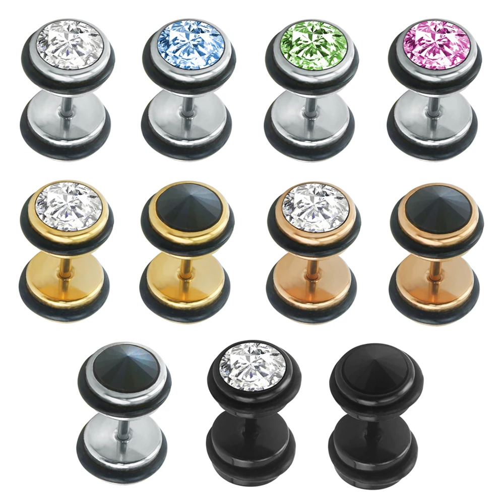 Mix Color Crystal Stud Earrings Black Steel Fake Plug Earrings 16 Gauge Stainless Steel Ear Piercing Stud Body Jewelry
Mix Color Crystal Stud Earrings Black Steel Fake Plug Earrings 16 Gauge Stainless Steel Ear Piercing Stud Body Jewelry