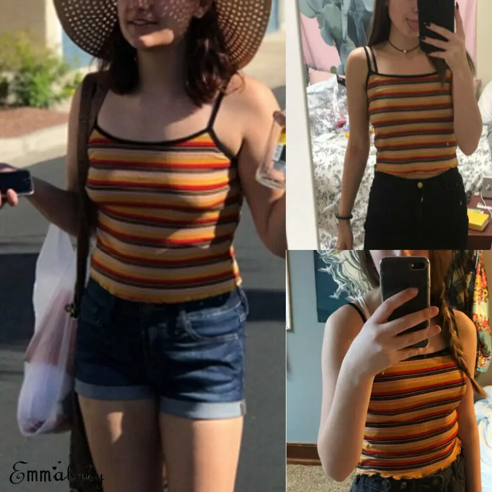 2019 Newest Fashion Women Striped Crop Top Sexy Ladies Slim Shirt Casual Sleeveless Top Vest Cami Cropped Feminino Hot Sale
2019 Newest Fashion Women Striped Crop Top Sexy Ladies Slim Shirt Casual Sleeveless Top Vest Cami Cropped Feminino Hot Sale