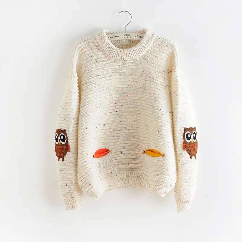 2016 womens fashion winter autumn o-neck collar new owl character with pocket hit color solid loose cashmere sweater pullovers
2016 womens fashion winter autumn o-neck collar new owl character with pocket hit color solid loose cashmere sweater pullovers