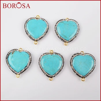 BOROSA Heart Blue Howlite Stone Druzy Connector for DIY Jewelry Making, Wholesale Pave CZ Drusy Stone Connector Pendant JAB761
BOROSA Heart Blue Howlite Stone Druzy Connector for DIY Jewelry Making, Wholesale Pave CZ Drusy Stone Connector Pendant JAB761