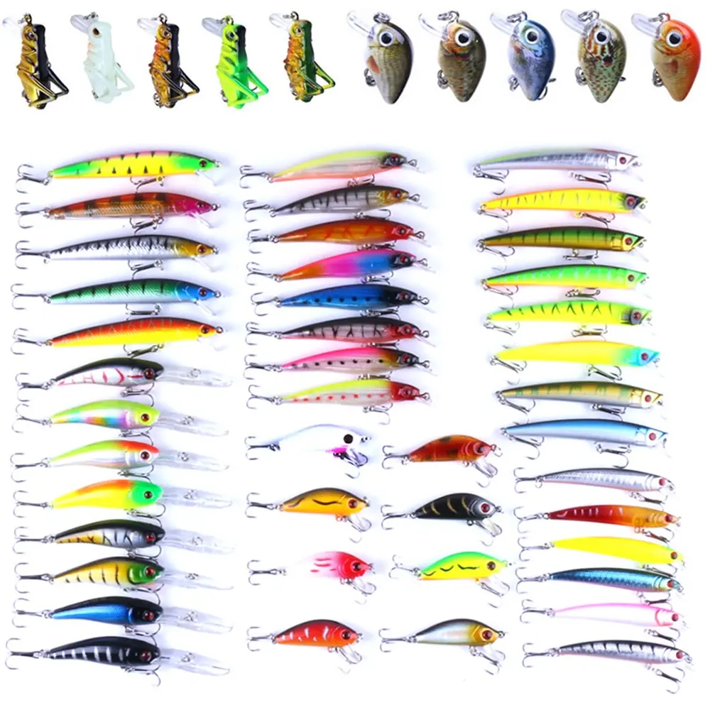 53PCS / 56PCS Hard Fishing Bait Set Topwater Fishing Lure Minnow Crankbait Fishing Bait with Triple Hook Bass Walleye Perch Lure
53PCS / 56PCS Hard Fishing Bait Set Topwater Fishing Lure Minnow Crankbait Fishing Bait with Triple Hook Bass Walleye Perch Lure