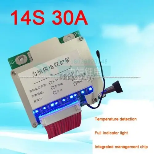 14S 48V 30A Li-ion Lithium Battery Protection BMS Board w Balance LED indication 3.7v BMS / PCM /PCB
14S 48V 30A Li-ion Lithium Battery Protection BMS Board w Balance LED indication 3.7v BMS / PCM /PCB