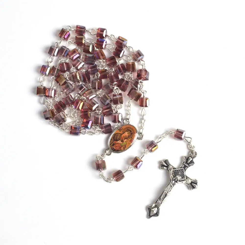 Fashionable Religious Crystal Cube Beads Gradient Our Lady of Perpetual Help Rosary Necklace
Fashionable Religious Crystal Cube Beads Gradient Our Lady of Perpetual Help Rosary Necklace