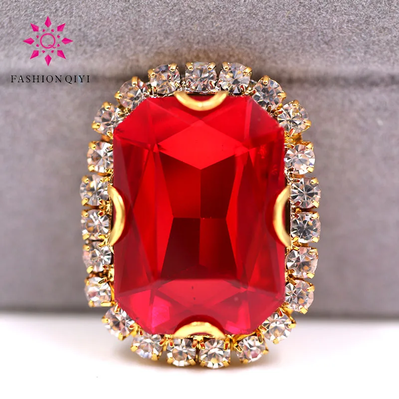 Hot!!! Gold base Rectangular octagonal shape Red sew on rhinestones glass Crystal button DIY Wedding dress/clothing accessories
Hot!!! Gold base Rectangular octagonal shape Red sew on rhinestones glass Crystal button DIY Wedding dress/clothing accessories