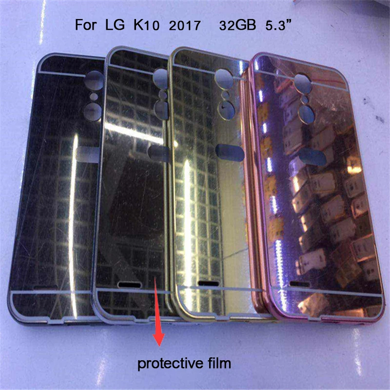 5.3 "32 ГБ Капа Для LG K10 2017 Case Luxury Зеркало Металл Алюминий + Акриловые твердый