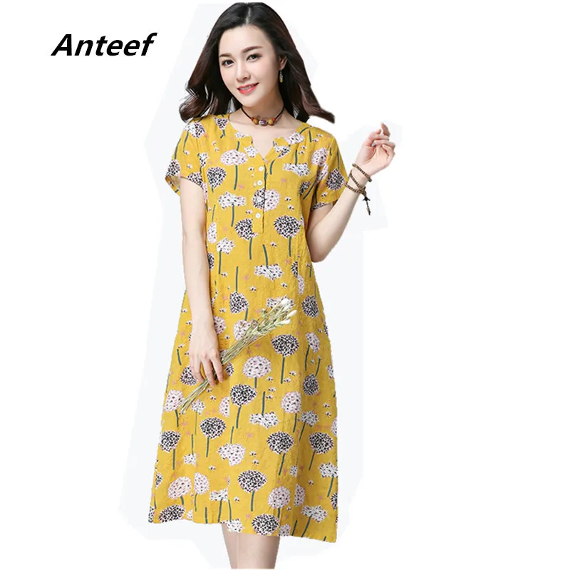 cotton linen V neck vintage floral plus size women casual loose summer dress elegant clothes 2019 ladies dresses sundress
cotton linen V neck vintage floral plus size women casual loose summer dress elegant clothes 2019 ladies dresses sundress