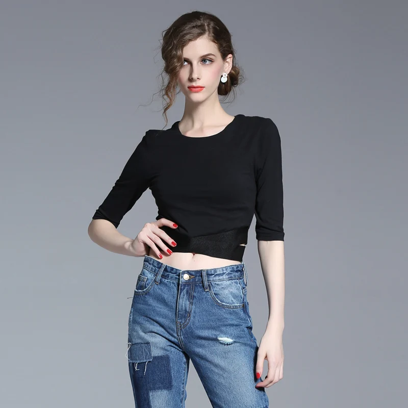 New Women Crop Top with Waist Bandage Black Color Female Tank Tops Sexy Short Women's T-Shirt with Half Sleeve ssk037
New Women Crop Top with Waist Bandage Black Color Female Tank Tops Sexy Short Women's T-Shirt with Half Sleeve ssk037