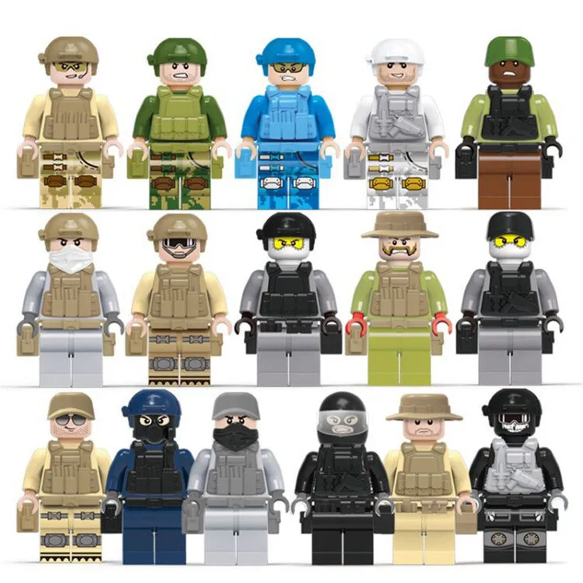 16PCS/Lot Military Figures Series Soldiers Army Weapons Guns SWAT Police WW2 Model Building Block Brick legoed Toys For Children
16PCS/Lot Military Figures Series Soldiers Army Weapons Guns SWAT Police WW2 Model Building Block Brick legoed Toys For Children
