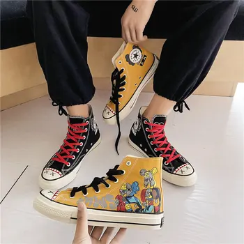 New Men Skateboard Sneakers High top Unisex Fashion Cartoon Printed Hip hop Plimsolls Men Canvas Shoes Casual zapatillas lona
New Men Skateboard Sneakers High top Unisex Fashion Cartoon Printed Hip hop Plimsolls Men Canvas Shoes Casual zapatillas lona