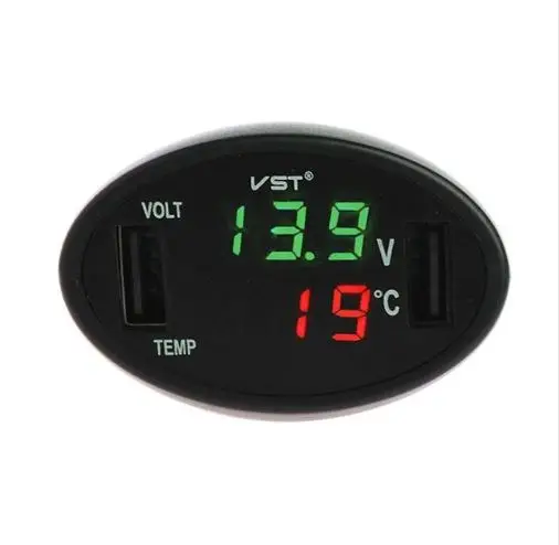 VST Car Digital LED Thermometer Voltmeter Auto Dual USB Charger Battery Monitor Temperature Gauge
VST Car Digital LED Thermometer Voltmeter Auto Dual USB Charger Battery Monitor Temperature Gauge