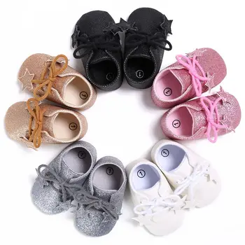 Star sequins Baby Girl boy Toddler Infant First Shoes Soft Indoor Shoes 0-18M