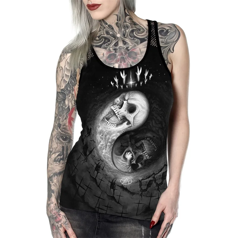 Summer Skull Print Gothic Vest Women Tank Top Fitness Sleeveless Female Sportswear Undershirt Summer Tops Feminino Vest Punk
Summer Skull Print Gothic Vest Women Tank Top Fitness Sleeveless Female Sportswear Undershirt Summer Tops Feminino Vest Punk