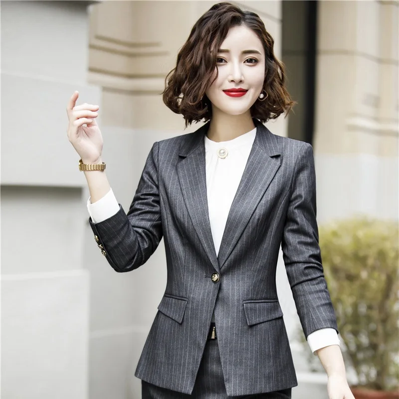 Fashion Striped Uniform Styles Long Sleeve Formal Blazers Coat Women Business Work Wear Jackets Coat Female Outwear Tops Clothes
Fashion Striped Uniform Styles Long Sleeve Formal Blazers Coat Women Business Work Wear Jackets Coat Female Outwear Tops Clothes