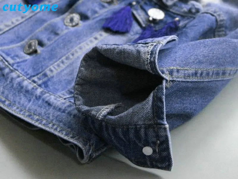 Cutyome Ripped Denim Jackets For Baby Girls Coats Long Sleeve Kids Jeans Outwear Clothes Tassels Outwear Children Coats 2-7Years (13)