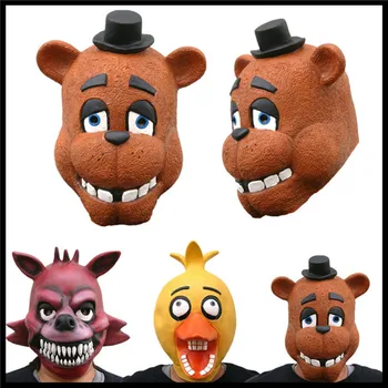 

Free Shipping Halloween Adult Latex Baby Chica Freddy Fezbeer Foxy Five Nights at Freddy's 4 Adult Mask FNAF Cosplay Costume Toy