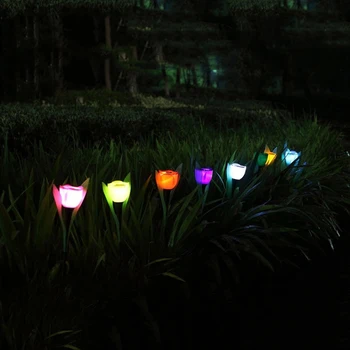 

1 PC Solar Powered Led Garden Lamp 600mAh LED Solar Tulip Flower Light Solar Garden Lawn Light Lamp Night Decoration