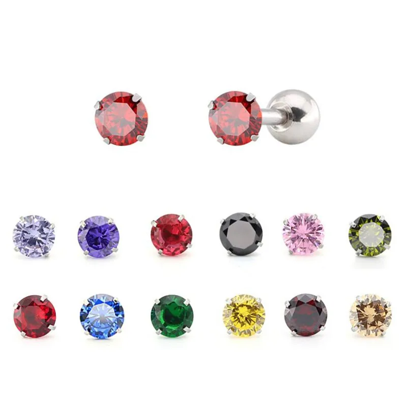 Shi54 316 L Stainless Steel Stud Earrings Super Mini 2mm AAA Colorful Zircon Screw Back
Shi54 316 L Stainless Steel Stud Earrings Super Mini 2mm AAA Colorful Zircon Screw Back
