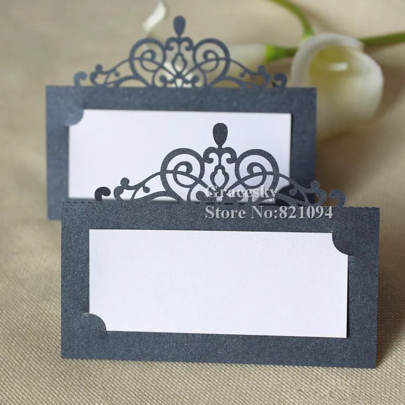 Hot Sale Laser Cut Party Table Name Card Crown Design Place Rsvp
