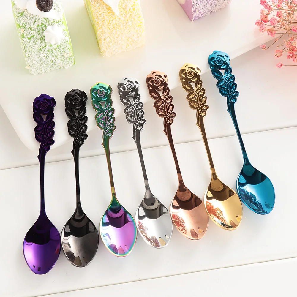 New High Quality Stainless Steel Rose Coffee Tea Spoon Dinnerware Upscale Utensils Vintage Ice Cream Scoops Kitchen Supplies
New High Quality Stainless Steel Rose Coffee Tea Spoon Dinnerware Upscale Utensils Vintage Ice Cream Scoops Kitchen Supplies