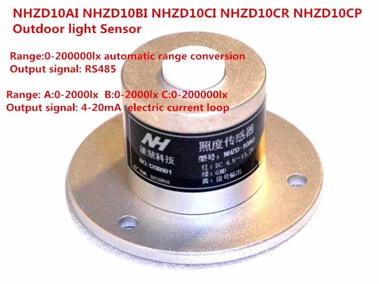 NHZD10AI NHZD10BI NHZD10CI NHZD10CR Outdoor light Sensor Indoor Illuminance transmitter 0-200000lx 4-20mA Light Intensity Sensor
NHZD10AI NHZD10BI NHZD10CI NHZD10CR Outdoor light Sensor Indoor Illuminance transmitter 0-200000lx 4-20mA Light Intensity Sensor