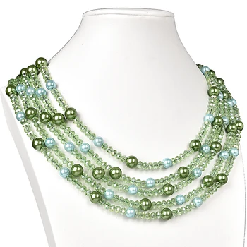 5 rows blue size confection bead and Green beads gem is many Glass crystal and Synthesis pearl layer necklace, simple
5 rows blue size confection bead and Green beads gem is many Glass crystal and Synthesis pearl layer necklace, simple