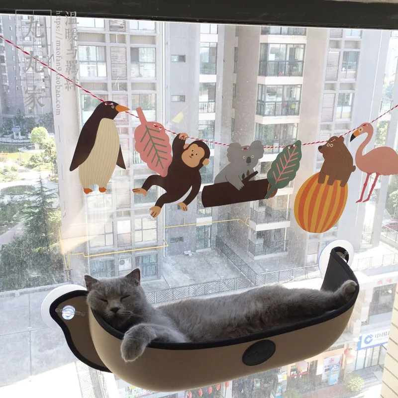 Подвесная кошачья кровать гамак с креплением на окно шезлонг присосках теплая
