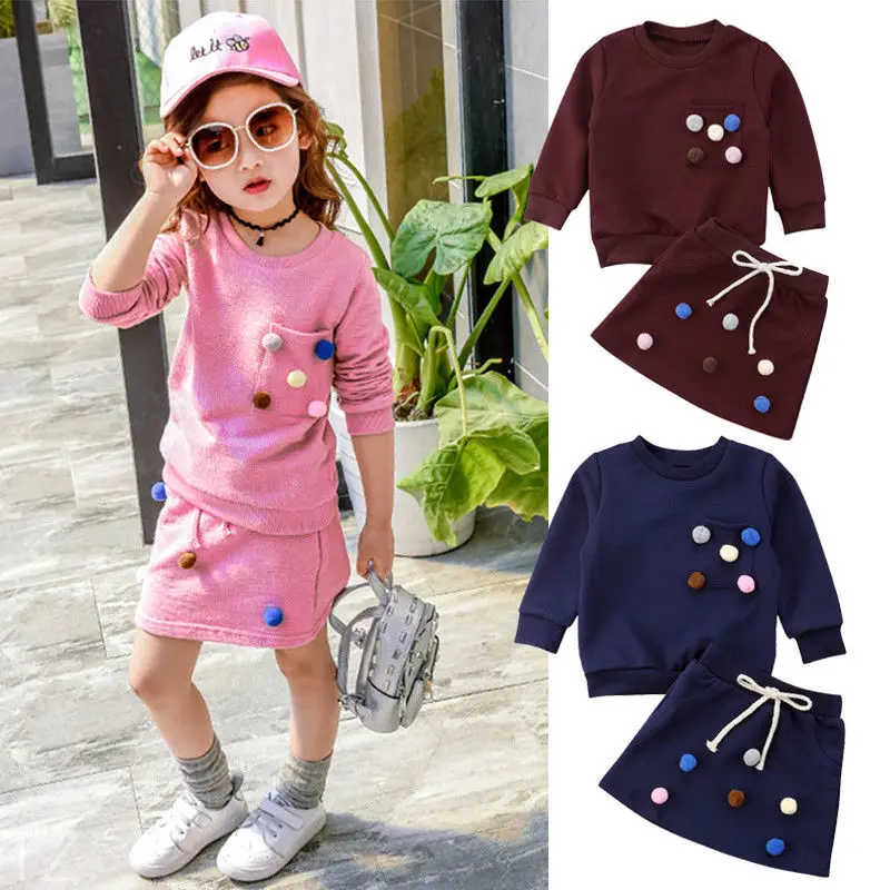 2018 Fashion Sweet Toddler Baby Girls Clothes Sets 2PCS Long Sleeve Solid With Balls Sweatshirts Tops +Mini Skirts Sets 1-6Y
2018 Fashion Sweet Toddler Baby Girls Clothes Sets 2PCS Long Sleeve Solid With Balls Sweatshirts Tops +Mini Skirts Sets 1-6Y
