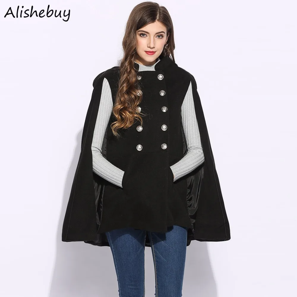 Hot Casual Women Jacket Plus Size Poncho Stand Collar Double Breasted Outwear Pockets Solid Cloak Shawl Poncho Coat SVH032101
Hot Casual Women Jacket Plus Size Poncho Stand Collar Double Breasted Outwear Pockets Solid Cloak Shawl Poncho Coat SVH032101