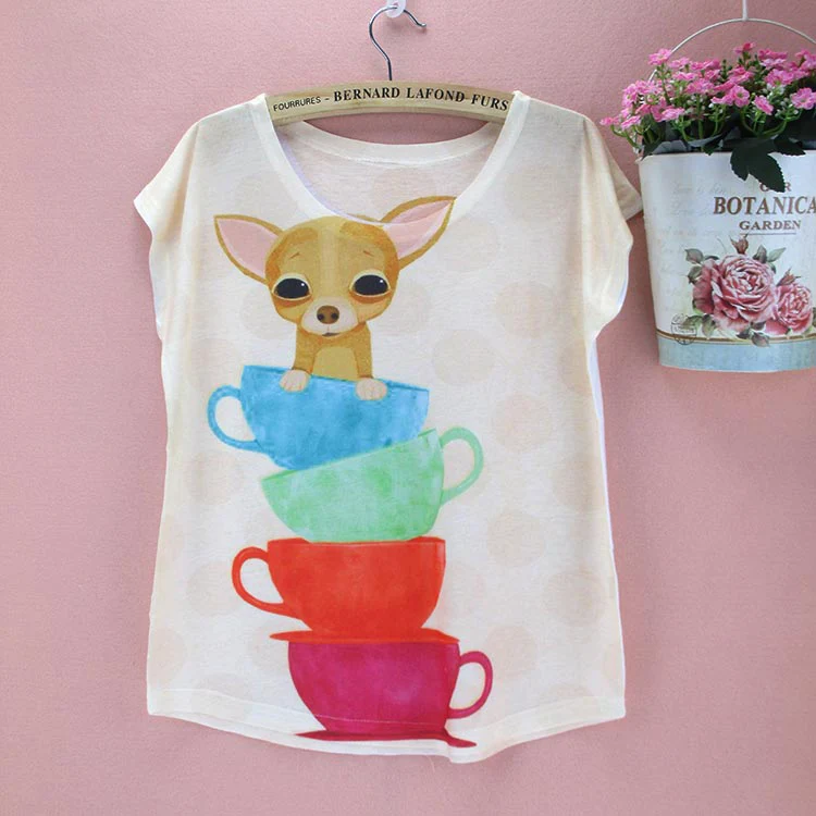 Cute Dog Chihuahua pattern t-shirt for women fashion summer tee 2015 new arrival girls blusas low price wholesale top tees
Cute Dog Chihuahua pattern t-shirt for women fashion summer tee 2015 new arrival girls blusas low price wholesale top tees
