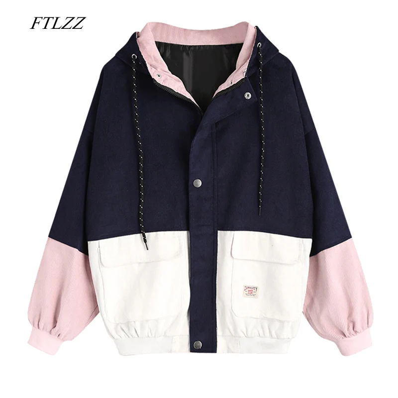 FTLZZ Women Corduroy Hooded Jacket Casual Drawstring Hoodies Coat Color Patchwork Loose Harajuku Streetwear Oversize Outerwear
FTLZZ Women Corduroy Hooded Jacket Casual Drawstring Hoodies Coat Color Patchwork Loose Harajuku Streetwear Oversize Outerwear
