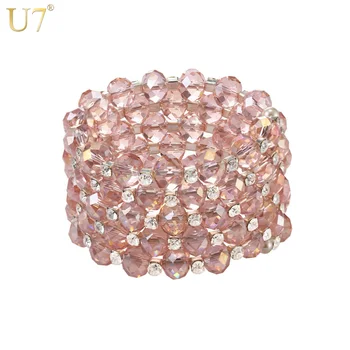 U7 Fashion Crystal Bracelets For Women Jewelry Wholesale 6 Colors Options Black And Pink Beads Bracelet Bangle For Women H723
U7 Fashion Crystal Bracelets For Women Jewelry Wholesale 6 Colors Options Black And Pink Beads Bracelet Bangle For Women H723