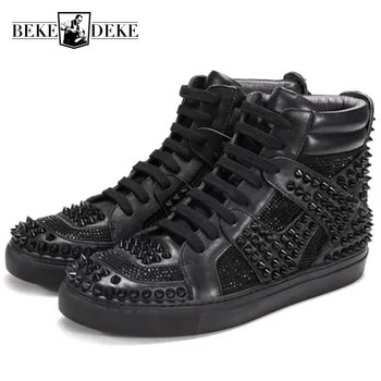 2019 New Personality Rivet High Top Sneakers Men Genuine Leather Breathable Lace Up Rhinestone Casual Flat Hip Hop Shoes Men
2019 New Personality Rivet High Top Sneakers Men Genuine Leather Breathable Lace Up Rhinestone Casual Flat Hip Hop Shoes Men