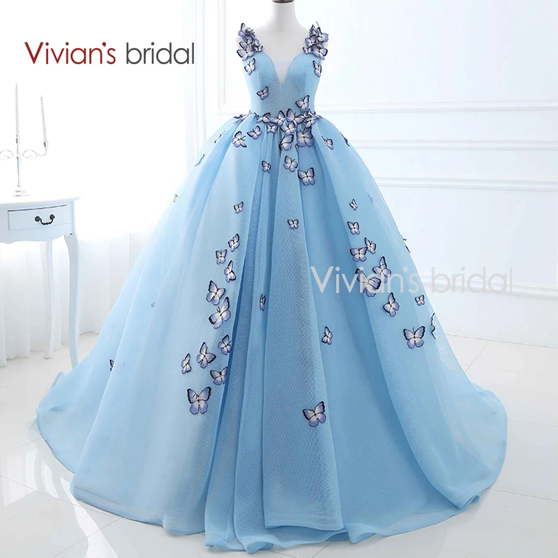 Vivian's Bridal Embroidery Butterfly Ball Gown Evening Dress Long V Neck Sleeveless Formal Evening Gown 26406
Vivian's Bridal Embroidery Butterfly Ball Gown Evening Dress Long V Neck Sleeveless Formal Evening Gown 26406