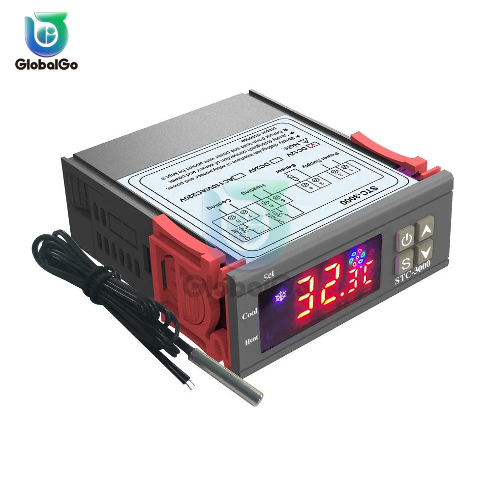 LED Digital Temperature Controller Thermostat Thermoregulator Temperature Sensor Relay Heating Cooling STC 1000 3000 3008
LED Digital Temperature Controller Thermostat Thermoregulator Temperature Sensor Relay Heating Cooling STC 1000 3000 3008