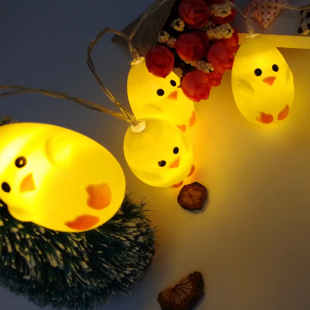 Cartoon Yellow Chick LED Light String Fairy Holiday Lamp Battery Box Christmas Tree Children Bedroom Dormitory Pendant Decor | Лампы и