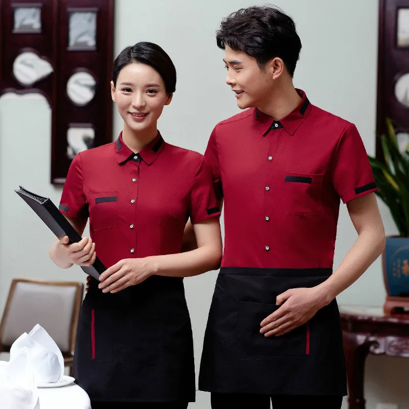 Hotel Western Restaurant Waiter Overalls Short Sleeve Workwear Fast Food Hotpot Restaurant Uniform Catering Kitchen Work Clothes
Hotel Western Restaurant Waiter Overalls Short Sleeve Workwear Fast Food Hotpot Restaurant Uniform Catering Kitchen Work Clothes