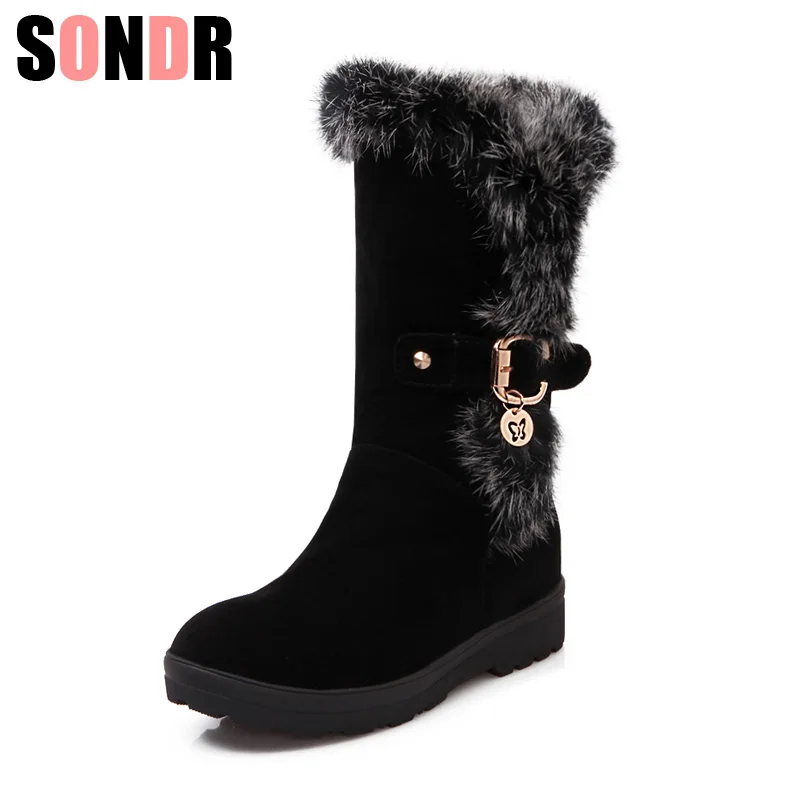 2019 New Winter Mid Calf Boots Women Flock Leather Boots Wedges Round Toe Rabbit hair Boots High Quality Shoes Size 34-41
2019 New Winter Mid Calf Boots Women Flock Leather Boots Wedges Round Toe Rabbit hair Boots High Quality Shoes Size 34-41