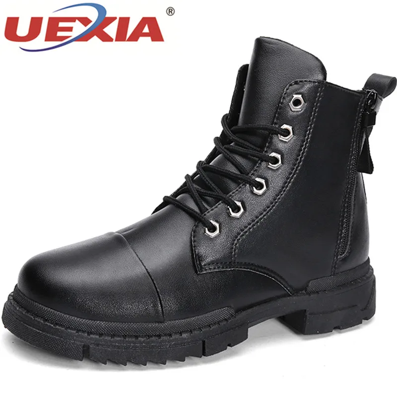 UEXIA Winter Autumn Fashion Men Winter Snow Boots Male Keep Warm Plush Ankle Boot Snow Work Men's Shoes Casual Walking Footwear