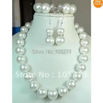 Stunning Shell Pearl Jewelry Set White Color 14mm South Sea Shell Pearl Necklace Earring Bracelet Hot Sale New Free Shipping
Stunning Shell Pearl Jewelry Set White Color 14mm South Sea Shell Pearl Necklace Earring Bracelet Hot Sale New Free Shipping