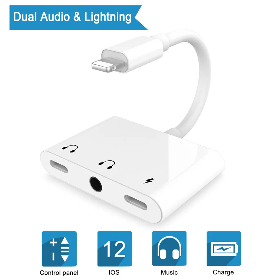 3 in 1 Dual Lighting Charging Adapter 3.5mm Earphone Jack Audio Splitter Aux Cable With Mic Call Charger For iphone X 8 7 Plus
3 in 1 Dual Lighting Charging Adapter 3.5mm Earphone Jack Audio Splitter Aux Cable With Mic Call Charger For iphone X 8 7 Plus