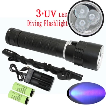Underwater 100M 3x PURPLE UV LED Ultraviolet Light Lamp Scuba Diving Flashlight Torch Dive Lights +2x 26650 Battery + Charger
Underwater 100M 3x PURPLE UV LED Ultraviolet Light Lamp Scuba Diving Flashlight Torch Dive Lights +2x 26650 Battery + Charger