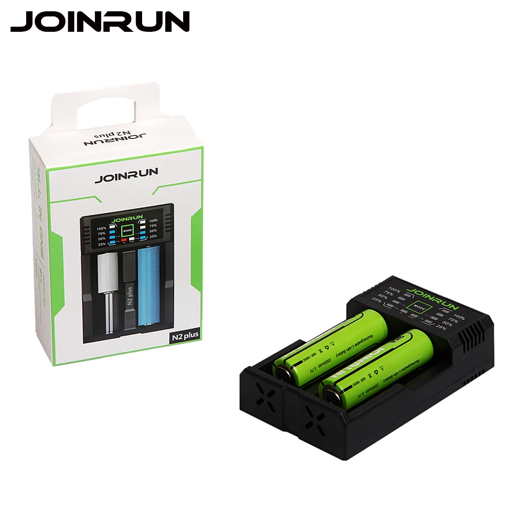 Joinrun N2 Plus with 2 battery 18650 charger with Power Bank Function for Ni-MH Lithium 18650 26650 18350 14500 Battery charger
Joinrun N2 Plus with 2 battery 18650 charger with Power Bank Function for Ni-MH Lithium 18650 26650 18350 14500 Battery charger