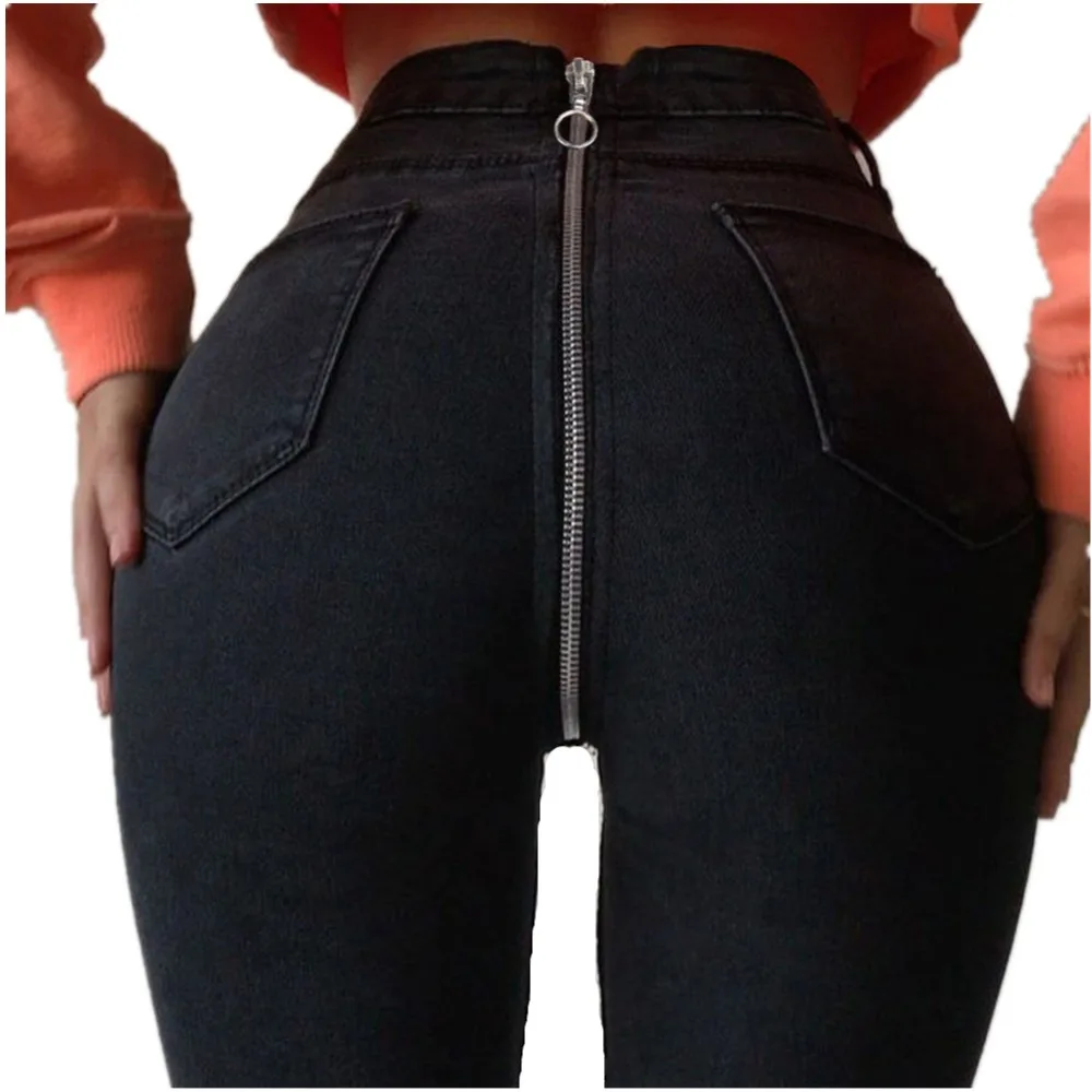 

Lisa Colly New Fashion Women Long pants trousers Women High Waist Skinny Black Pencil Denim Pants Back Zipper Elastic Jeans