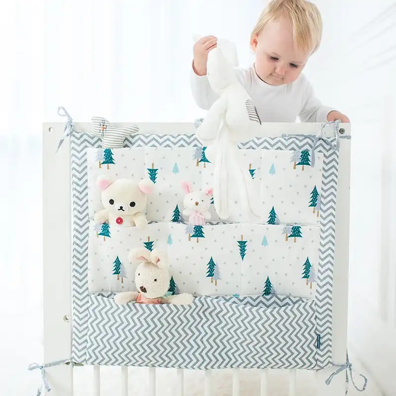 Baby Bed Hanging Storage Bag Cotton Crib Organizer For Newborn