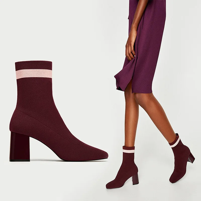Teahoo 2018 Winter Wine Red Women Sock Boots Square Toe High Heel Ankle Boots For Women Warm Plush Winter Boots Women
Teahoo 2018 Winter Wine Red Women Sock Boots Square Toe High Heel Ankle Boots For Women Warm Plush Winter Boots Women