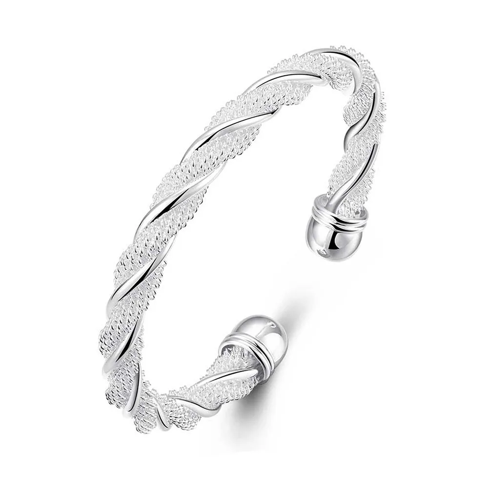 New Fashion Round Shape Silver Bracelet Twisted Wire Mesh Bangles for Women Double-line Open Bracelet Jewelry Brazalete Mujer
New Fashion Round Shape Silver Bracelet Twisted Wire Mesh Bangles for Women Double-line Open Bracelet Jewelry Brazalete Mujer