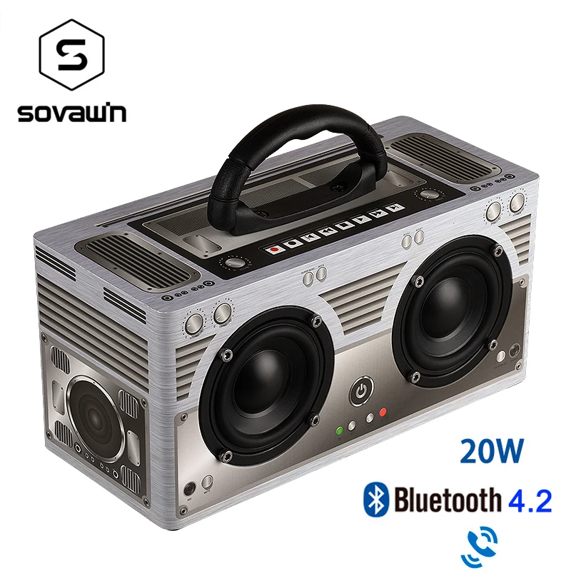 Деревянная Bluetooth Колонка Sovawin W9 динамик 4 2 20 Вт беспроводной портативный