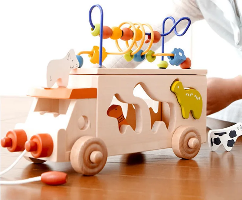 New wooden toy Animal bus puzzle shape matching blocks around the bead car baby pull toys car baby toy Free shipping
New wooden toy Animal bus puzzle shape matching blocks around the bead car baby pull toys car baby toy Free shipping